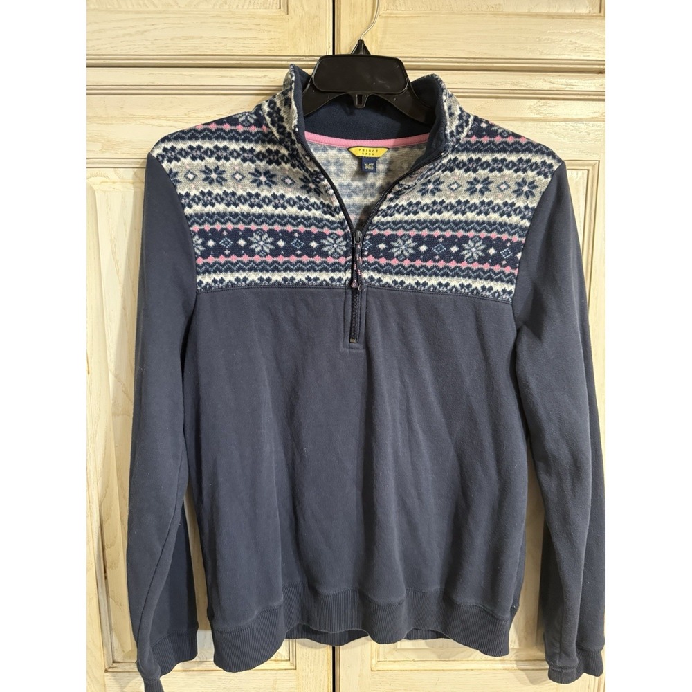 Prince and Fox  Pullover Sweatshirt  1/4 Zip Women's High Neck Size XL Navy
